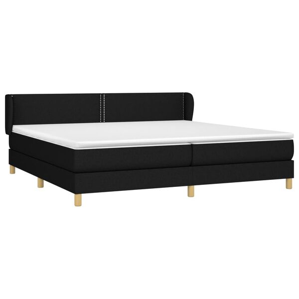 vidaXL Cama box spring con colch&oacute;n tela negro 200x200 cm