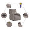 vidaXL Sill&oacute;n reclinable de masaje elevable tela gris taup&eacute;