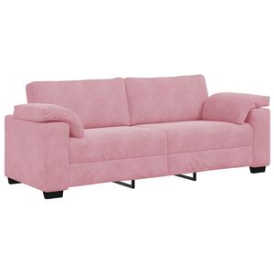 vidaXL Sof&aacute; de 3 plazas rosa, 220x77x82 cm, terciopelo