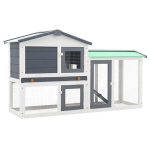 vidaXL Jaula de animales grande madera gris y blanco 145x45x84 cm
