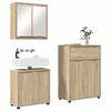 vidaXL Juego de muebles de ba&ntilde;o con caj&oacute;n con rueda 3 pcs Roble Sonoma