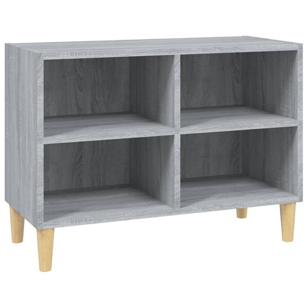 vidaXL Mueble de TV con patas madera maciza gris Sonoma 69,5x30x50 cm
