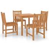 vidaXL Conjunto de comedor de jard&iacute;n de 5 piezas, 80 x 80 cm, madera maciza de teca