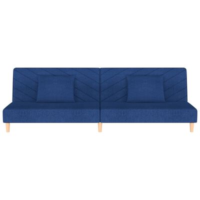 vidaXL Sofá cama de 2 plazas con dos almohadas tela azul