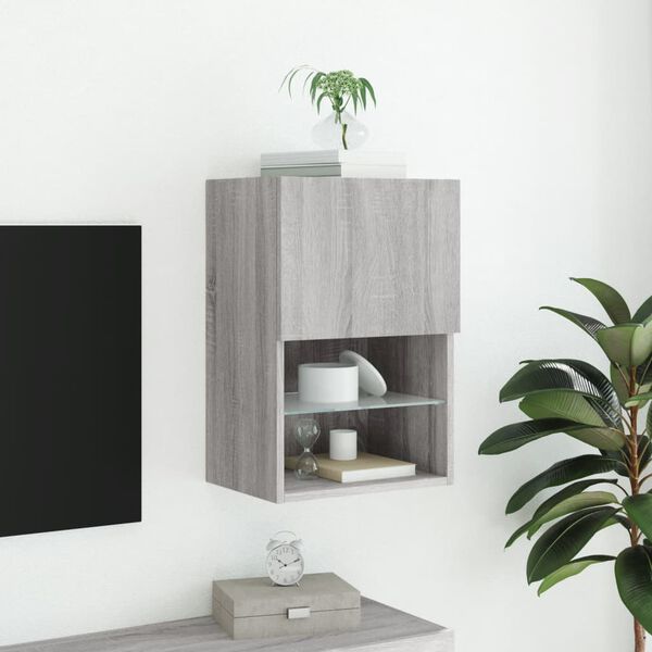vidaXL Mueble para TV con luces LED gris Sonoma 40,5x30x60 cm