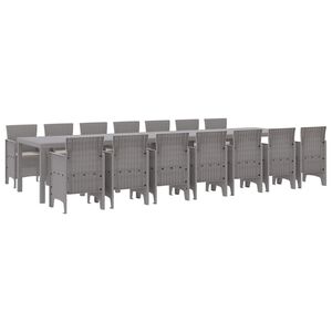 vidaXL Conjunto de comedor de jard&iacute;n con cojines 15 pcs Gris Claro PP