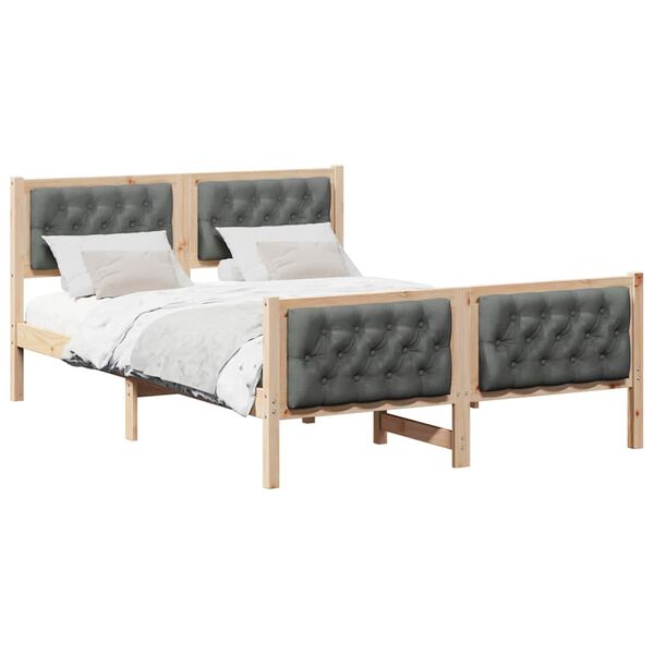 vidaXL Estructura de cama con cabecera Gris oscuro 140 x 200 cm