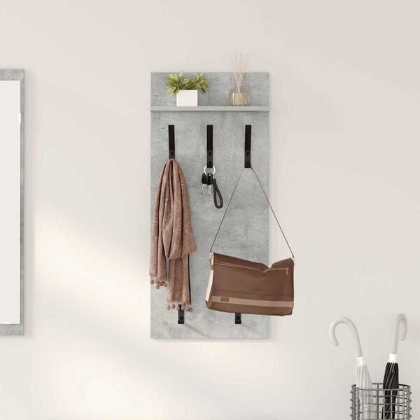 vidaXL Perchero de pared con estante Gris Concreto 40 x 10 x 90 cm