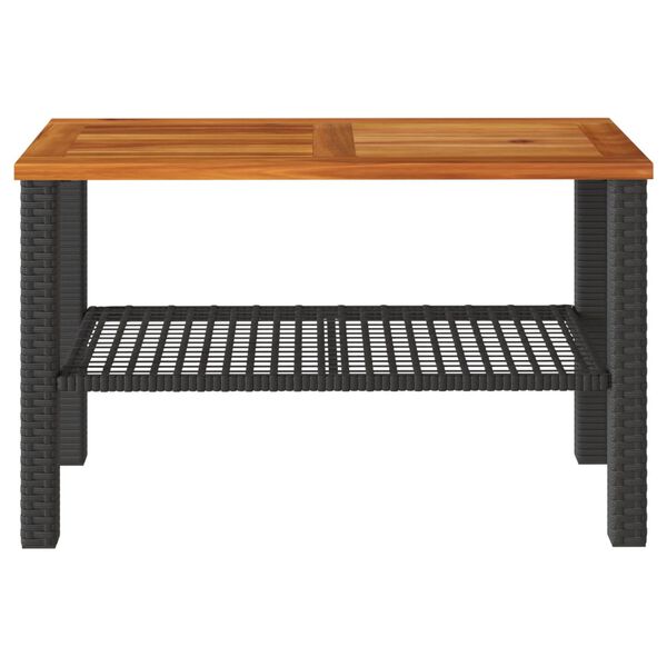 vidaXL Mesa de jardín ratán sintético madera acacia negro 70x38x42 cm