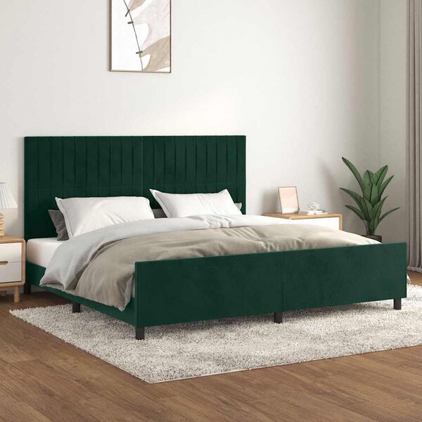 vidaXL Estructura cama sin colch&oacute;n terciopelo verde oscuro 200x200 cm