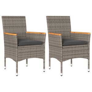 vidaXL Sillones de jard&iacute;n con cojines 2 uds rat&aacute;n sint&eacute;tico gris