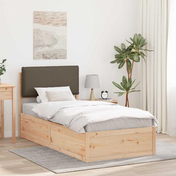 vidaXL Estructura de Cama con Cabecera Tapizada Taup&eacute; 90 x 200 cm