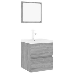 vidaXL Set de muebles de ba&ntilde;o madera contrachapada gris Sonoma