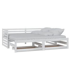 vidaXL Sofá cama extraíble madera maciza de pino blanco 2x(90x200) cm