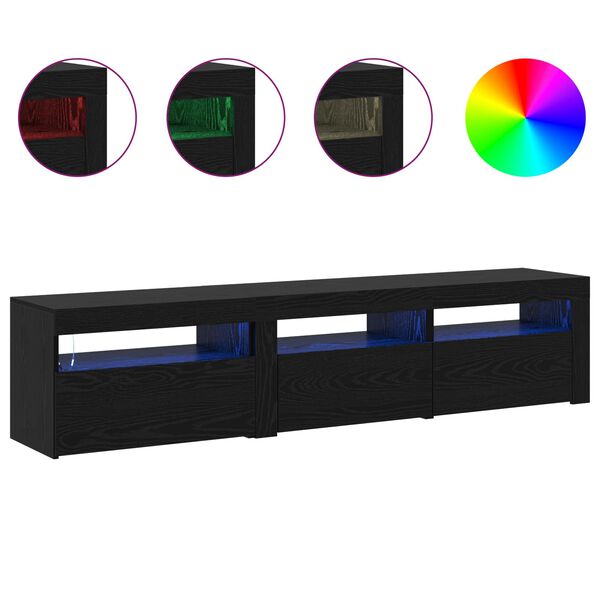 vidaXL Gabinete de TV 2 pcs Roble Negro 180 x 35 x 40 cm