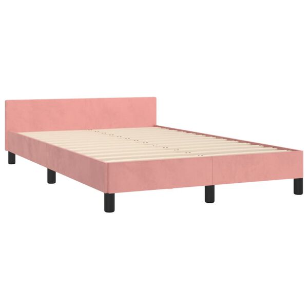 vidaXL Estructura de cama sin colch&oacute;n terciopelo rosa 120x190 cm