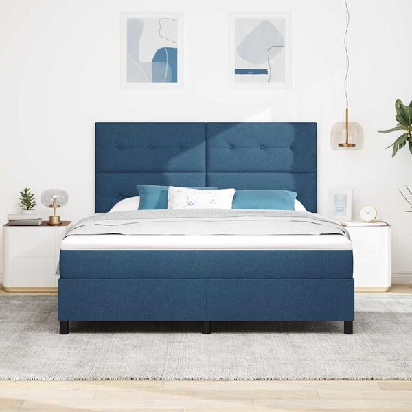 vidaXL Cama tipo Box Spring con colch&oacute;n Azul 180 x 200 cm tela