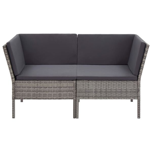vidaXL Set de muebles de jardín 6 pzas y cojines ratán sintético gris