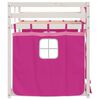 vidaXL Litera con cortinas madera maciza de pino rosa 90x190 cm