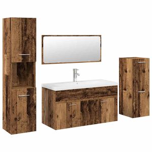 vidaXL Juego de muebles de ba&ntilde;o 5 piezas madera ingenier&iacute;a envejecida