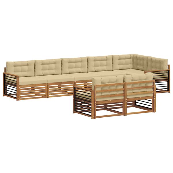 vidaXL Conjunto de sof&aacute;s de exterior con coj&iacute;n 8 pcs Natural y Beige