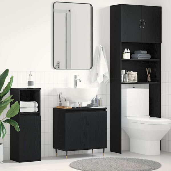 vidaXL Mueble de lavabo para baño Roble Negro 58 x 33 x 60 cm