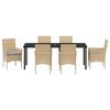 vidaXL Conjunto de Comedor de Jard&iacute;n 7 pcs Beige rat&aacute;n sint&eacute;tico