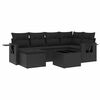vidaXL Set de comedor de jard&iacute;n 7 pzas y cojines rat&aacute;n sint&eacute;tico negro