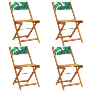vidaXL Sillas plegables, 4 unidades, tela verde y madera maciza.