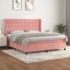 vidaXL Cama box spring con colch&oacute;n terciopelo rosa 180x200 cm