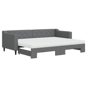 vidaXL Sof&aacute; cama nido con colch&oacute;n tela gris oscuro 80x200 cm