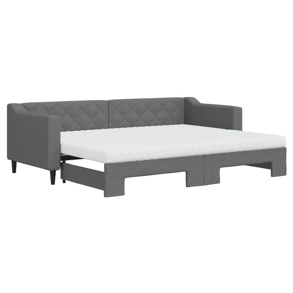 vidaXL Sof&aacute; cama nido con colch&oacute;n tela gris oscuro 80x200 cm