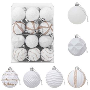 vidaXL Juego de bolas navide&ntilde;as 36 uds. Blanco Di&aacute;m. 6 cm Poliestireno