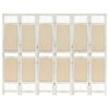 vidaXL Biombo divisor de 6 paneles de tela color crema 210x165 cm