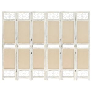 vidaXL Biombo divisor de 6 paneles de tela color crema 210x165 cm