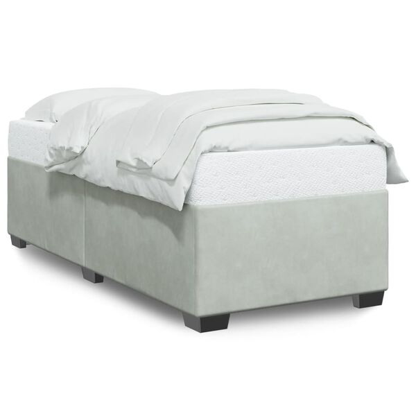 vidaXL Estructura de cama sin colch&oacute;n terciopelo gris claro 90x190 cm