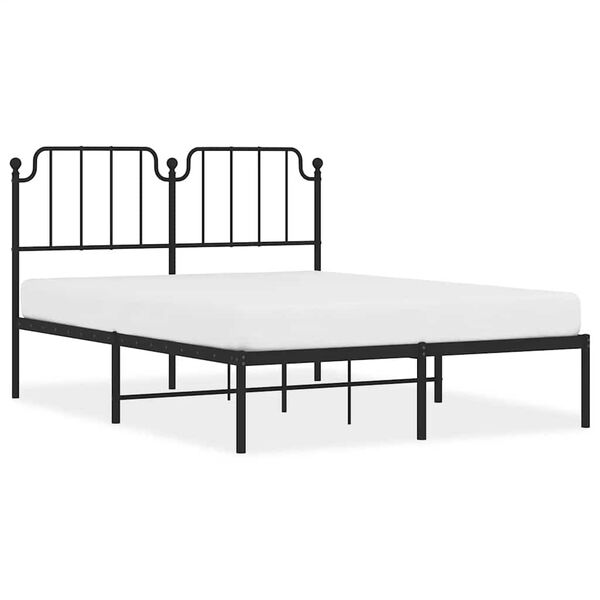 vidaXL Estructura cama sin colch&oacute;n con cabecero metal negro 135x190 cm