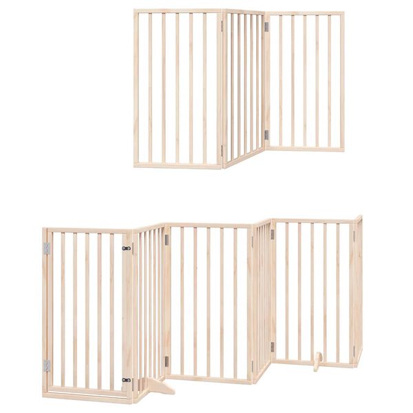 vidaXL Puerta para perros plegable 12 paneles madera de &aacute;lamo 600 cm