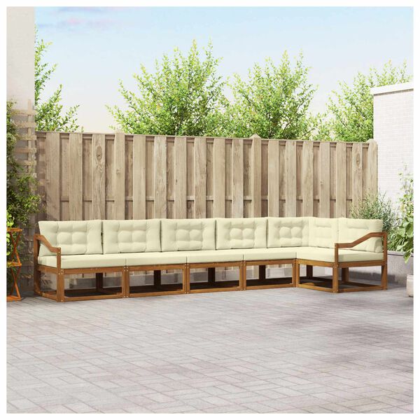 vidaXL Conjunto de sof&aacute;s de exterior con coj&iacute;n 6 pcs Natural y Crema