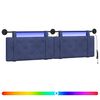 vidaXL Cabecero colgante Con luz LED Azul Polic&iacute;a Terciopelo