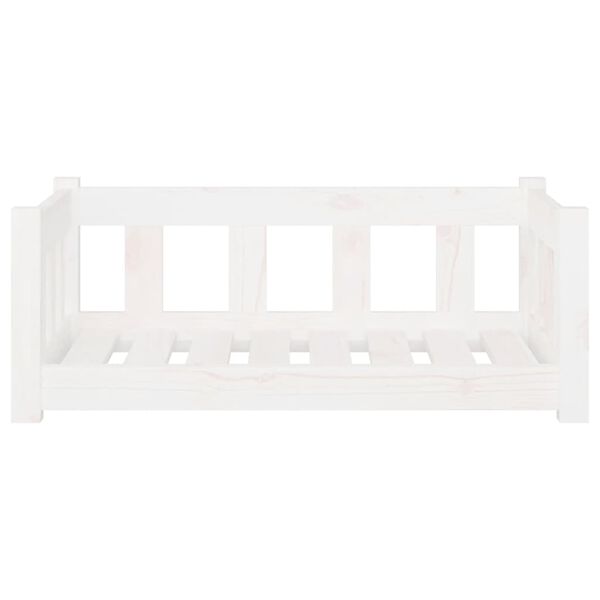 vidaXL Cama para perros madera maciza de pino blanca 75,5x55,5x28 cm