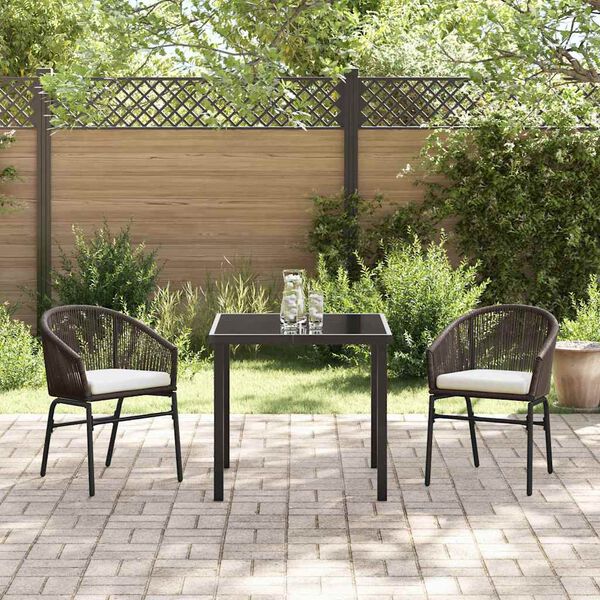 vidaXL Conjunto de Comedor de Jard&iacute;n 3 pcs Marr&oacute;n