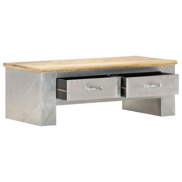 vidaXL Mesa de centro de aviador madera maciza de mango 100x50x36 cm