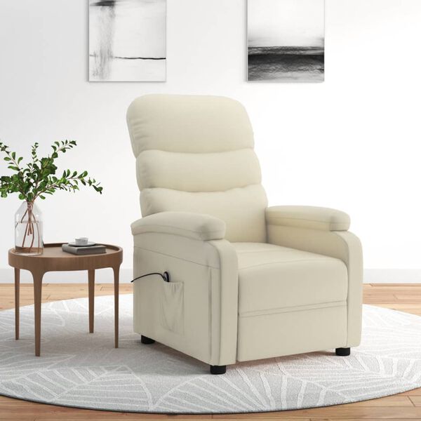 vidaXL Sillón reclinable eléctrico de cuero sintético crema