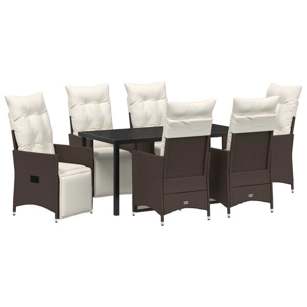 vidaXL Conjunto de Comedor de Jard&iacute;n 7 pcs Marr&oacute;n rat&aacute;n sint&eacute;tico