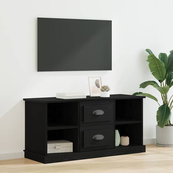 vidaXL Gabinete de TV con caj&oacute;n Roble Negro 99,5 x 35,5 x 48 cm
