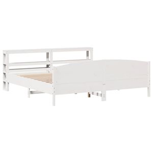 vidaXL Estructura de cama sin colch&oacute;n madera maciza blanca 200x200 cm