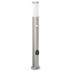 vidaXL Baliza luminosa con sensor y toma de corriente, 80 cm, acero inoxidable, IP44