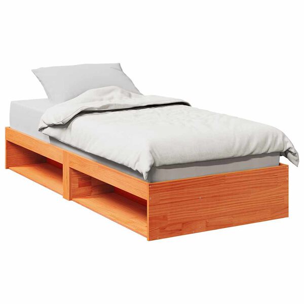 vidaXL Sof&aacute; cama sin colch&oacute;n madera maciza pino marr&oacute;n cera 90x190 cm