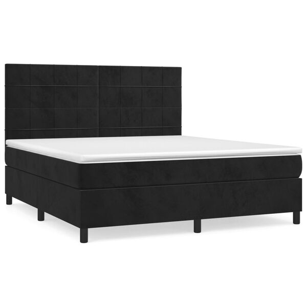 vidaXL Cama box spring con colch&oacute;n terciopelo negro 160x200 cm